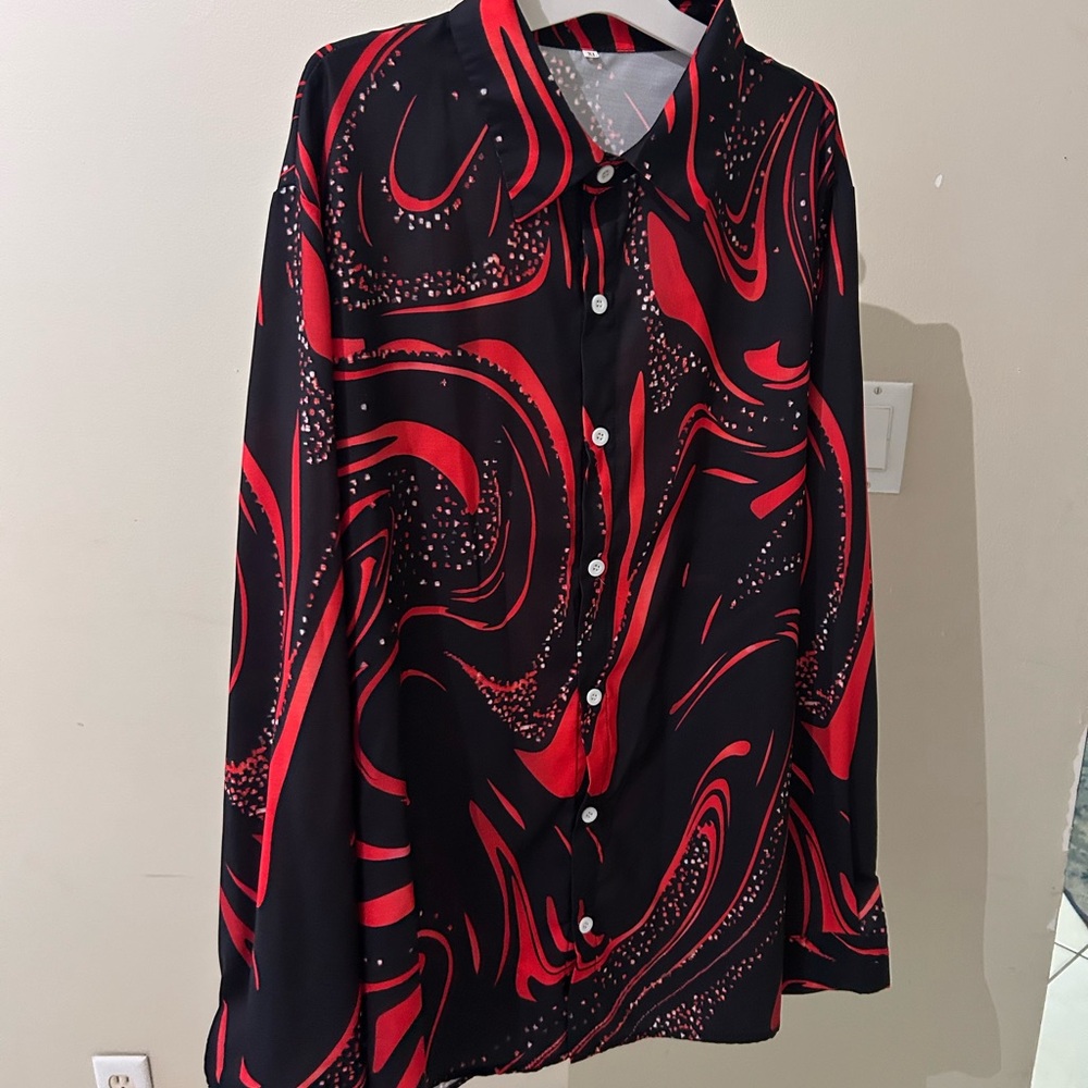 Stylish Red and Black Dress Shirt